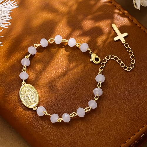 Laeclily Gold Bracelets for Women Dainty Cross Bracelet Stackable Trendy Bracelets 14K Gold Plated Jewelry Sets Christian Gifts for Women — view 5