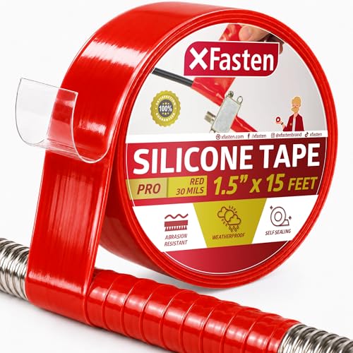 Ruban adhésif en silicone XFasten rouge 2,5 cm x 4,5 m pour réparations étanches et isolation