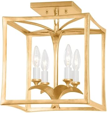 Corbett Lighting Bergamo 4-Light Flush Mount | Vintage Gold Leaf and Gold Leaf Finish | Made of Steel | 12" Dia x 14.5" H | 435-12-VGL/GL
