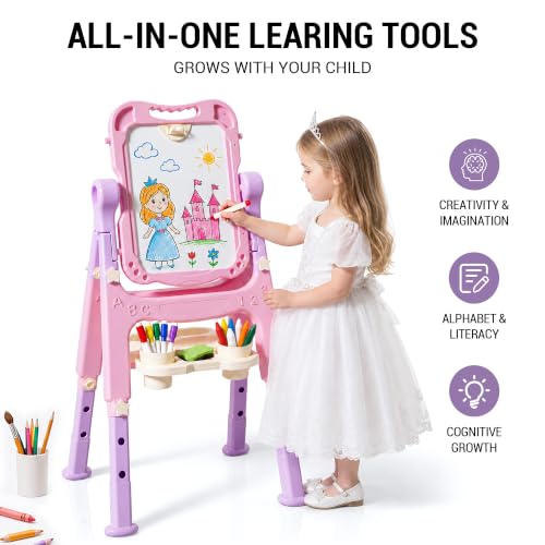 KiddoCood 3-Level Height Adjustable Toddler Art Easel for Kids, 35.2" H by KiddoCood - Used condition - Image 2