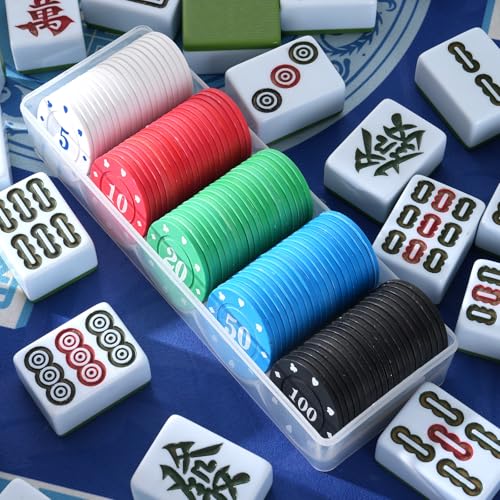 Juego de fichas de mahjong numeradas, set 100 piezas miniatura 7