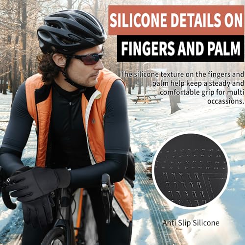 HOPSOOKEN Luvas de inverno para homens e mulheres, com tela sensível ao toque, impermeável, de lã, q