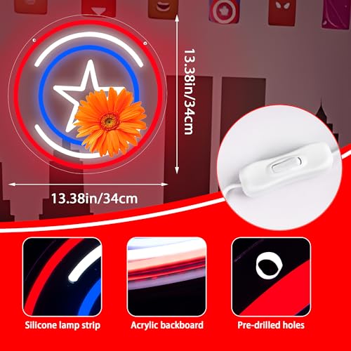 Image of Anime Neon Signs for Wall Decor Anime Shield LED Light for Boys Bedroom Cool Light Up Signs Decor for Man Cave Game Room Bar Club Cool Gifts for Men Kids Boys Movie Fans,Size 13.4 * 13.4 in(FMXD133)