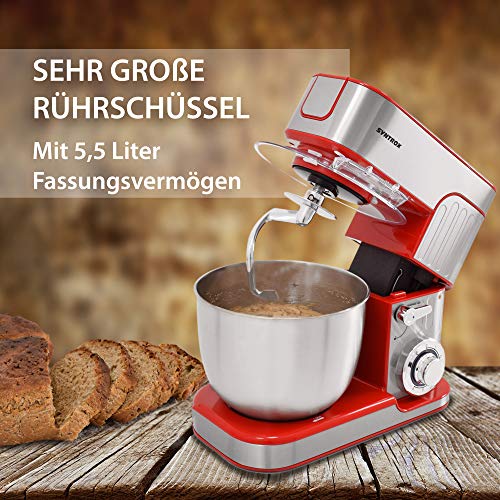 Syntrox Germany leistungsstarke Küchenmaschine Knetmaschine Mixer mit Fleischwolf in zeitlosem Design mit 5,5 Liter… – Bild 5