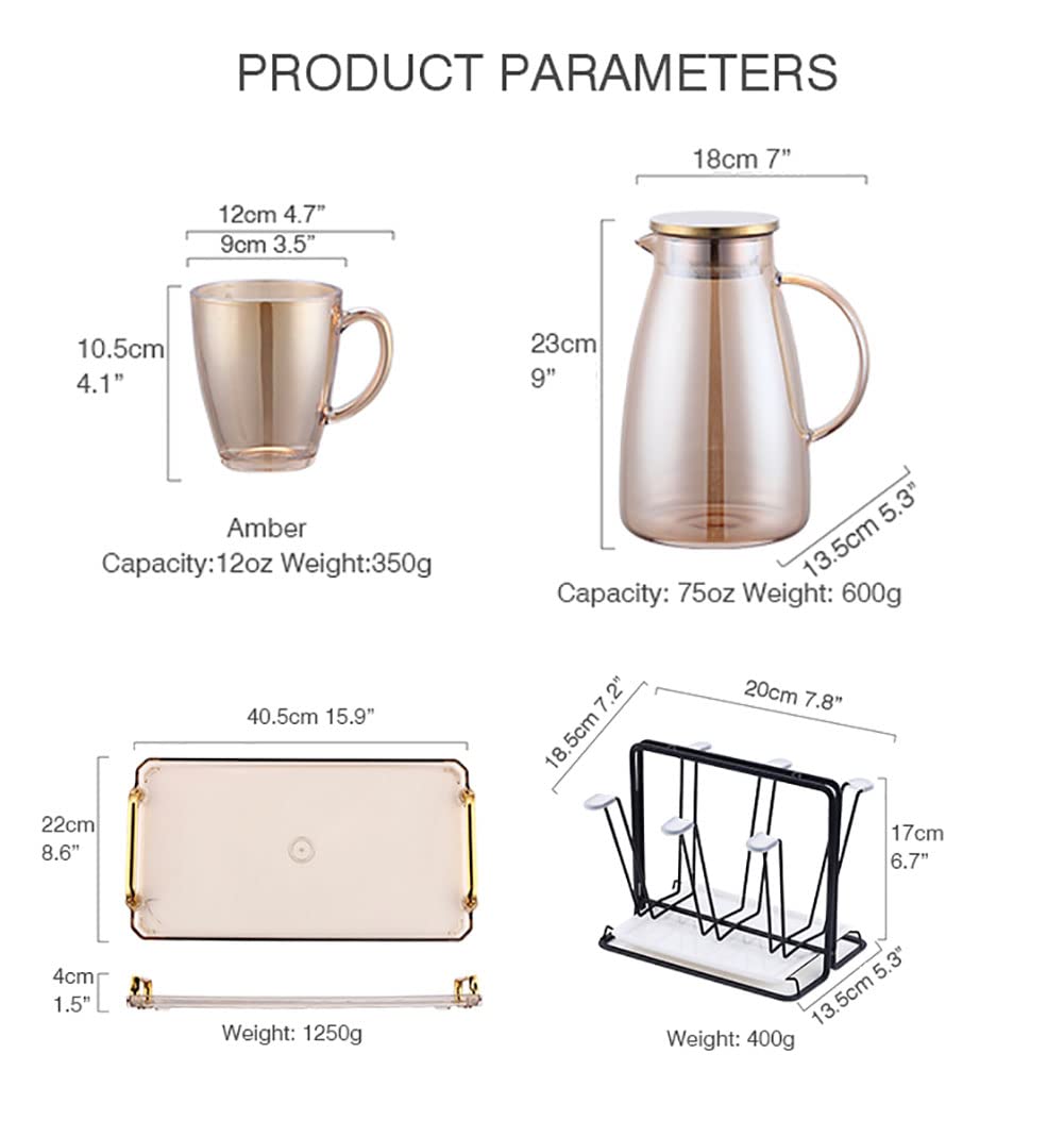 12 Unzen Trinkgläser-Set mit 6 Gläsern,superbeständiges Trinkglas-Set aus gehärtetem Glas(6 Glasses+Shelf, Clear)