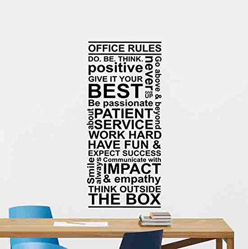 Office Rules Wall Decal Teamwork Quote Sign Motivational Gift Inspirational Lettering Word Cloud Vinyl Sticker Print Business Wall Art Room Design Modern Bedroom Art Decor Poster Custom Mural 97bar