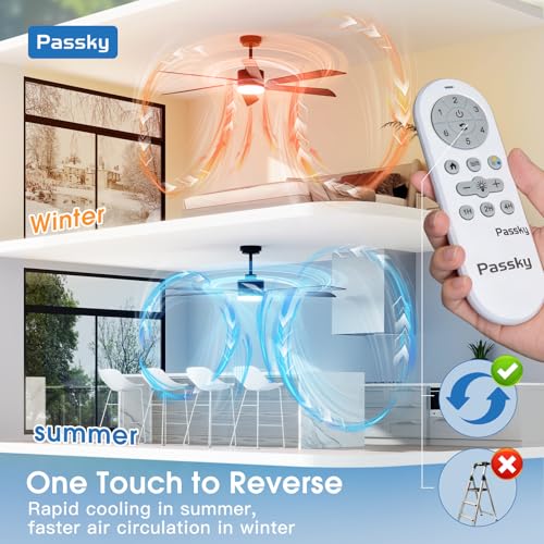 Image of Passky 60 Inch Black Contemporary Ceiling Fans with Lights, Remote Control | 3CCT dimmable light, quiet DC motor, reversible airflow; black contemporary style for bedroom and living room