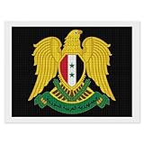 Escudo de armas de Siria, kit de pintura de diamantes 5D por números, cuadro cuadrado de taladro completo, arte de pared para decoración del hogar, sala de estar, oficina