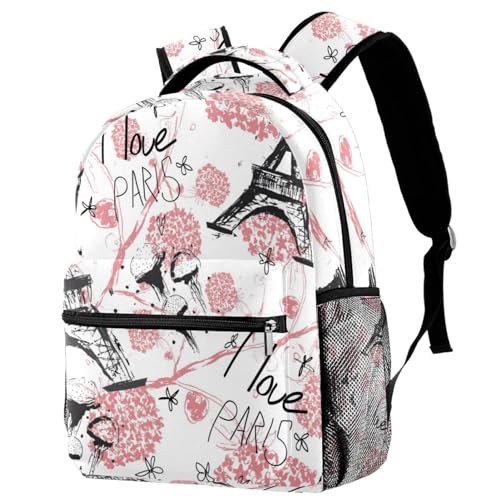 Sac à dos d'école Tour Eiffel multicolore 29.4x20x40cm pour fille et garçon