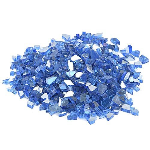 Vchin Cobalt Blue Fire Glass, Fire Pit Glass Rocks For Propane Fire Pit, Fireplace And Outdoor Decorative. 1/4 Inch Reflective Fire Glass Beads. 10Lb #TOP1