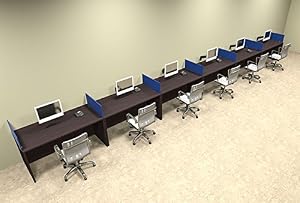 Six Person Blue Divider Office Workstation Desk Set OT-SUL-SPB19