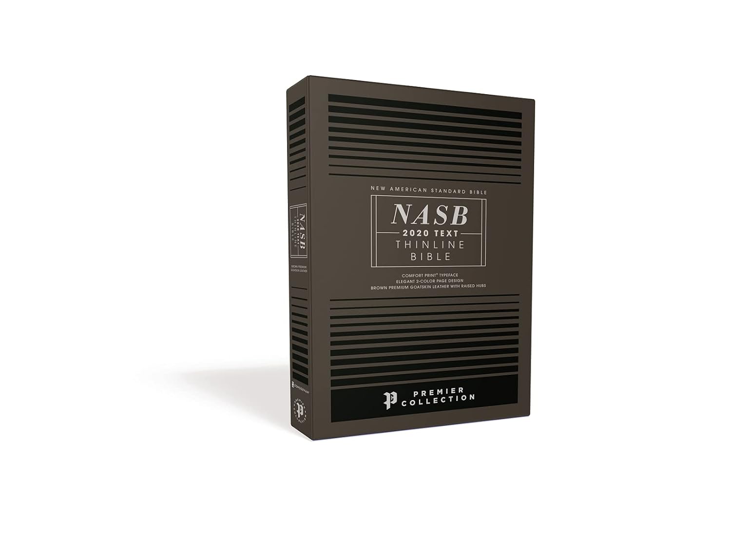 NASB, Thinline Bible, Premium Goatskin Leather, Brown, Premier Collection, Black Letter, Gauffered Edges, 2020 Text, Comfort Print