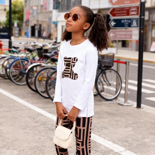 Image of Tween Girl's Letter Print Top + Jogger Pants 2 Piece Outfit Set Kids Clothing, Sizes 6-14 Years