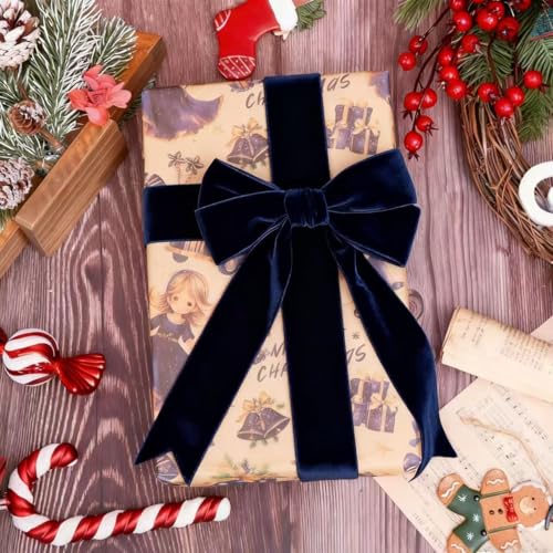 Image of QIANF Velvet Ribbon, 1 1 /2-Inch by 25-Yard Spool (Navy)