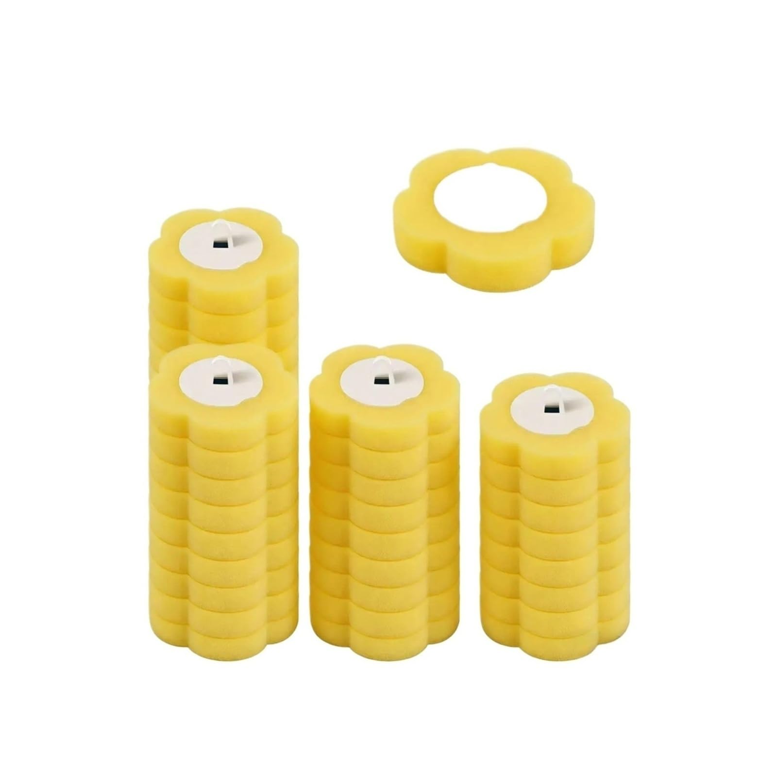 WC-Bürstengarnitur mit langem Griff, hygienisches Ersatz-Reinigungsset(Yellow 36PCS)
