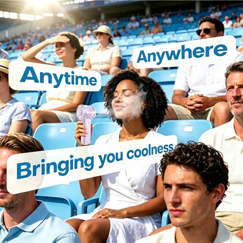 Portable Misting Fan, Handheld Rechargeable Fan with Water Mist, Personal Mini Turbo Fan with 1-100 High Speeds (20000 RPM), LED Light for Music Festival, Summer Trip Must-Haves, Holographic Purple — view 6