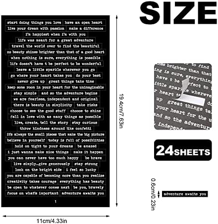 24 Sheets Small Talk Stickers for Scrapbooking, Quote Stickers, Word Sentiment Stickers, Phrase Word Stickers, Scrapbooking Black and White Word Stickers for DIY Craft
