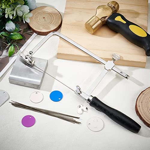 PandaHall U-Förmige Säge, Verstellbarer Sägerahmen mit 12 Klingen Professionell Spiralsäge Juweliersägenrahmen U-Schlitzstift mit Klemme Metallsäge für Holz Kunststoff Brett Schmuck