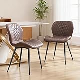 YUUIJOAA Esszimmerstühle 2er Set, Küchenstühle mit Rückenlehne, Metallbeinen,Dining Chair für Esszimmer & Küche, Belastbar bis 150kg,Brown