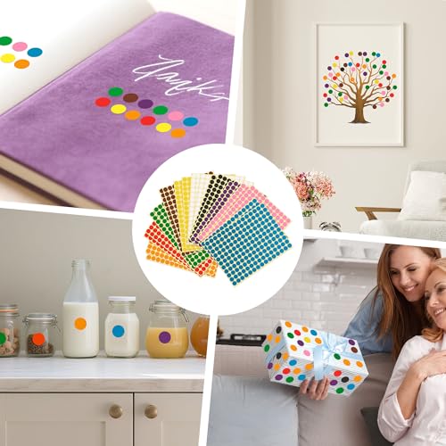 Elalove 3300 Gommettes Rondes Autocollantes en 20 Couleurs Vives - Pastilles Autocollantes Repositionnables 10mm pour Organisation, Déco et Activités Créatives – vue 8