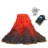S-Lifeeling Tank Decoration Volcano Ornament Lava Explosion Look Aquarium Decorations with Multi-Color LED Spotlight for Fish Tank (M)