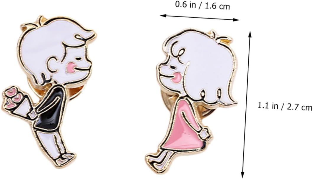 4pcs Creative Cartoon Character Brooch Pins Set, Boy and Girl Decorative Badge Brooches for Clothing, Backpacks, and Bags, Cute Cartoon Jewelry Accessories for Women