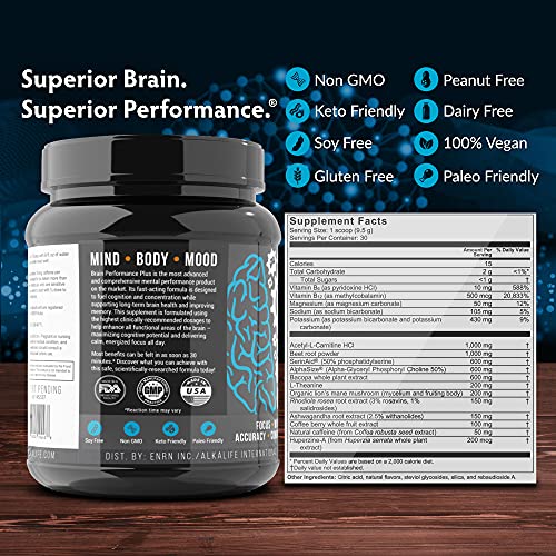 Alkalife Brain Performance Plus – First Alkaline Enhancing Nootropic To Maximize Cognitive Potential, Boost Memory, Focus And Mental Clarity, And Support Overall Brain Health – 10Oz #TOP1