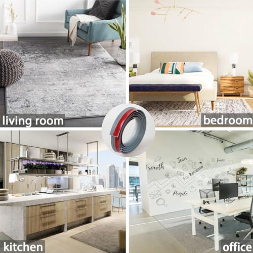 image for Trimold Carpet to Tile Floor Transition Strip, Grey Self-Adhesive Thre