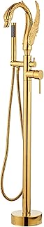 Bath Tap Bathroom Shower Filler Mixer Bathtub Tap Freestanding 2 Mode Standing Tap for Bath with Hand Shower Antique Carved Floorstanding Bath Brass,Gold