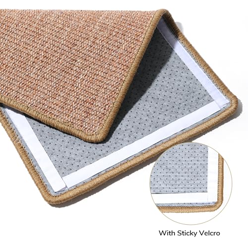 Image of FUKUMARU Cat Scratcher Mat, 23.6 X 15.7 Inch Natural Sisal Cat Scratch Mats, Horizontal Cat Floor Scratching Pad Rug with Sticky Tapes, Protect Sofa and Carpet (Brown-23.6 x 31.5 Inch)