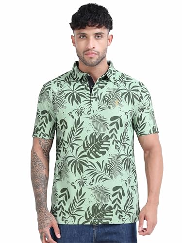 Image of STELLERS Men's Printed Polo T-Shirt | Regular Fit| Feather Touch Feel | Odour Resistant | Wrinkle Free | Stretchable | Anti-Static