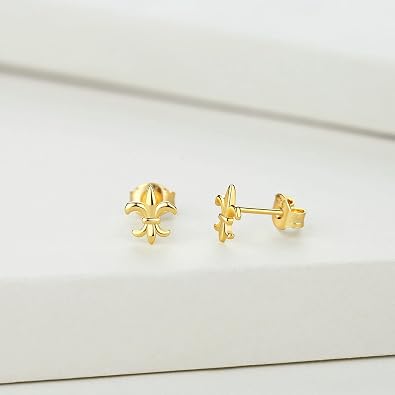 925 Sterling Silver Plain Fleur De Lis Earrings