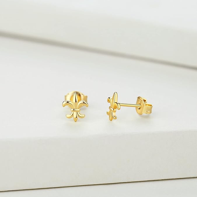 925 Sterling Silver Plain Fleur De Lis Earrings
