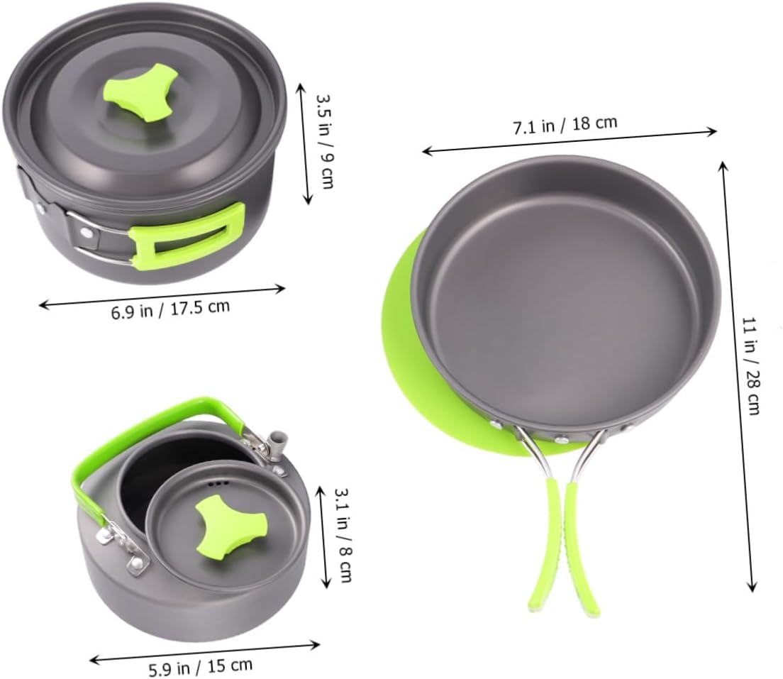 BESPORTBLE Cookware Kit for 1-2 Compact Camping Utensils Set Portable Outdoor Kitchen Accessories for Camping Cooking