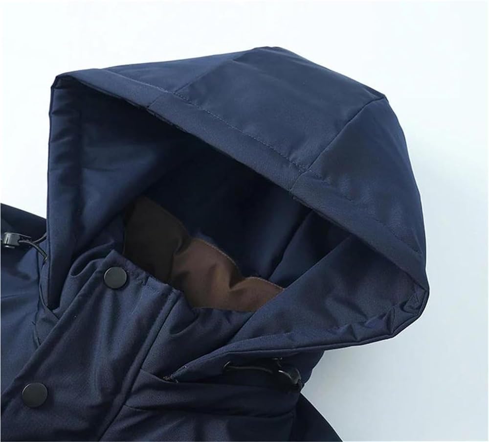 Men's Hooded Retro Parka Jacket Warm Thick Down Insulated Cotton Puffer Coat for Winter Sports Casual Outerwear