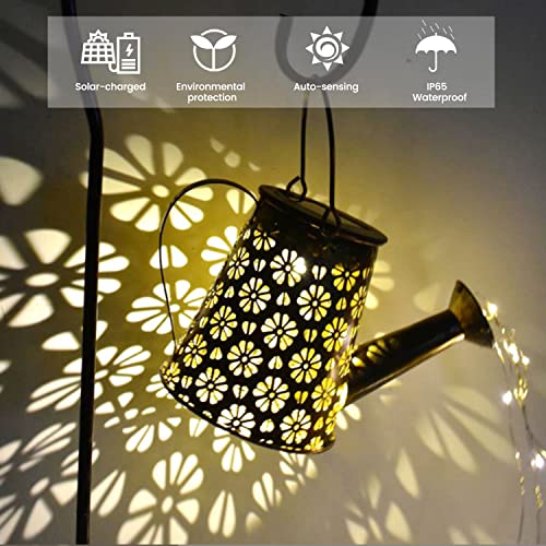 image for Nibobeso Outdoor Solar Watering Can with Lights Garden Decor Solar Pow