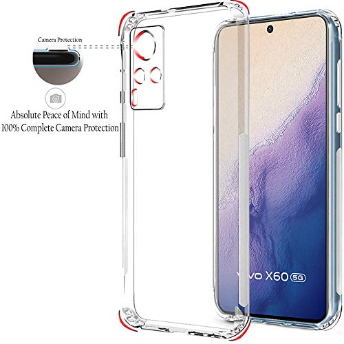 Image of TheGiftKart Back Cover Soft Silicone Case for Vivo X60 5G | Complete Camera Protection | Inbuilt Dust Plugs | Anti-Slip Grip | Slim Profile | Transparent