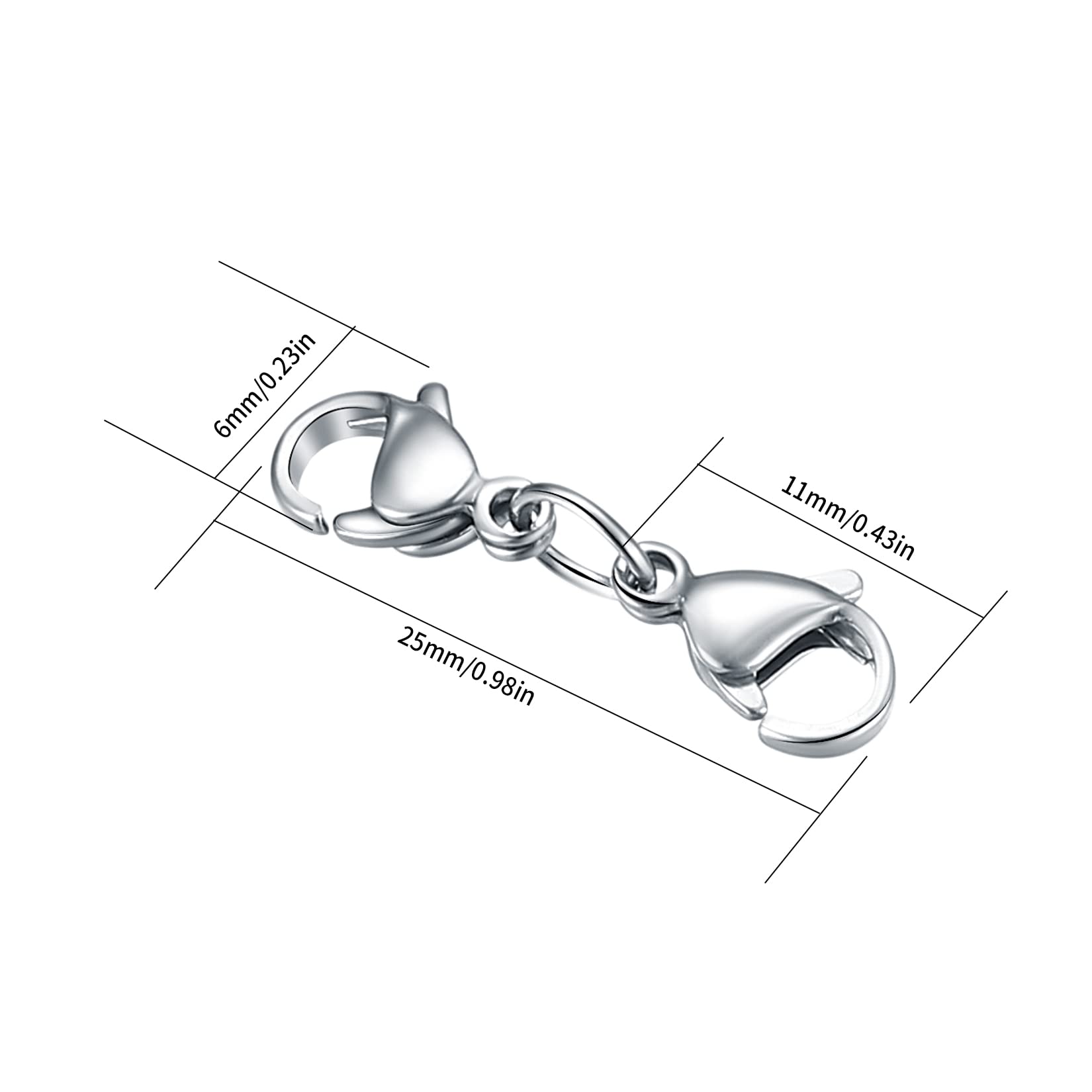 Moschettoni Gioielli Argento 925 - 2 Pezzi Chiusure Doppia Sicurezza Per Bracciali E Collane - Foto 2