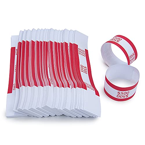 L Liked Pack Of 500 Currency Band Bundles Self Sealing Currency Straps Bands Money Bill Wrappers (Red $500-500 Pcs) #TOP3