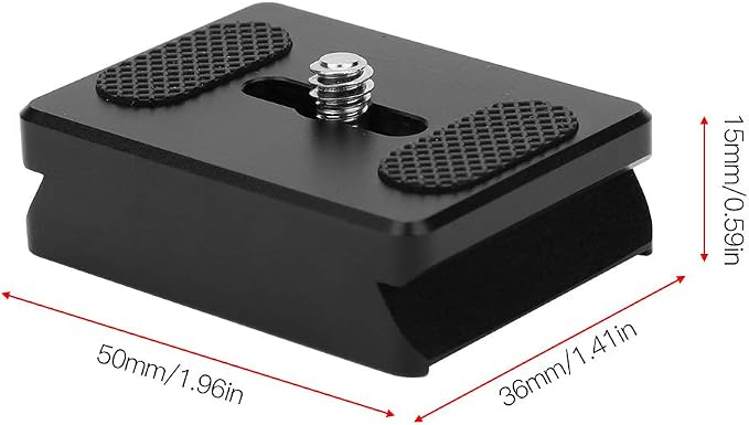 Placa adaptadora para cámara aluminio 1.5 cm negra miniatura 9