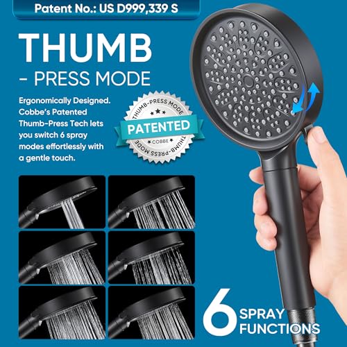 Cobbe Filtered Shower Head with Handheld, High Pressure 6 Spray Mode Showerhead with Filters, Water Softener Filters Beads for Hard Water - Remove Chlorine - Reduces Dry Itchy Skin, Matte Black - Image 5