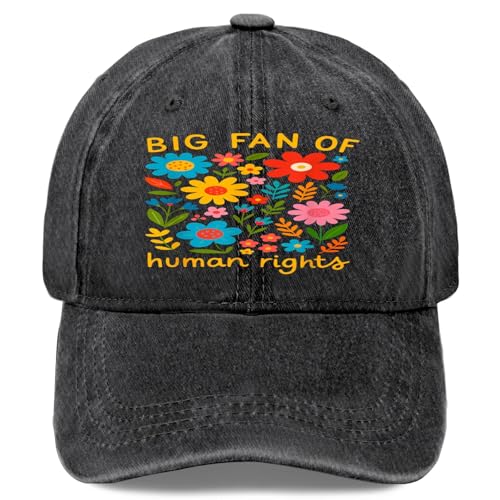 Big Fan of Human Rights Retro Flower Hats for Mens Fashion Washed Distressed
