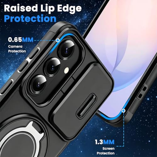 Image of ZORBES Compatible with Galaxy S26, S26 Case with Military Grade Shockproof Rugged, Magnetic Desk Ring Anti-Scratch PC Phone Case with TPU Bumper, Sliding Lens Guards