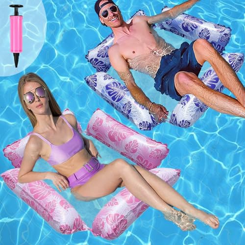 Gxlaihly 2 Pezzi Amaca Gonfiabile Piscina, 4-in-1 Amaca Gonfiabile Mare, Amaca gonfiabile, Amaca galleggiante con 1 pompa d'aria manuale, per piscina sulla spiaggia (A)