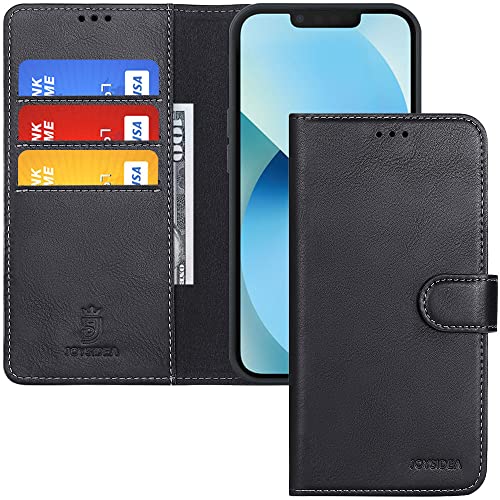 Joysidea Iphone 13 Mini Phone Case, Luxury Leather Iphone 13 Mini Wallet Case, Magnetic Phone Wallet With Stand, Shockproof Cover For Iphone 13 Mini 5.4 Inch, Black #TOP14