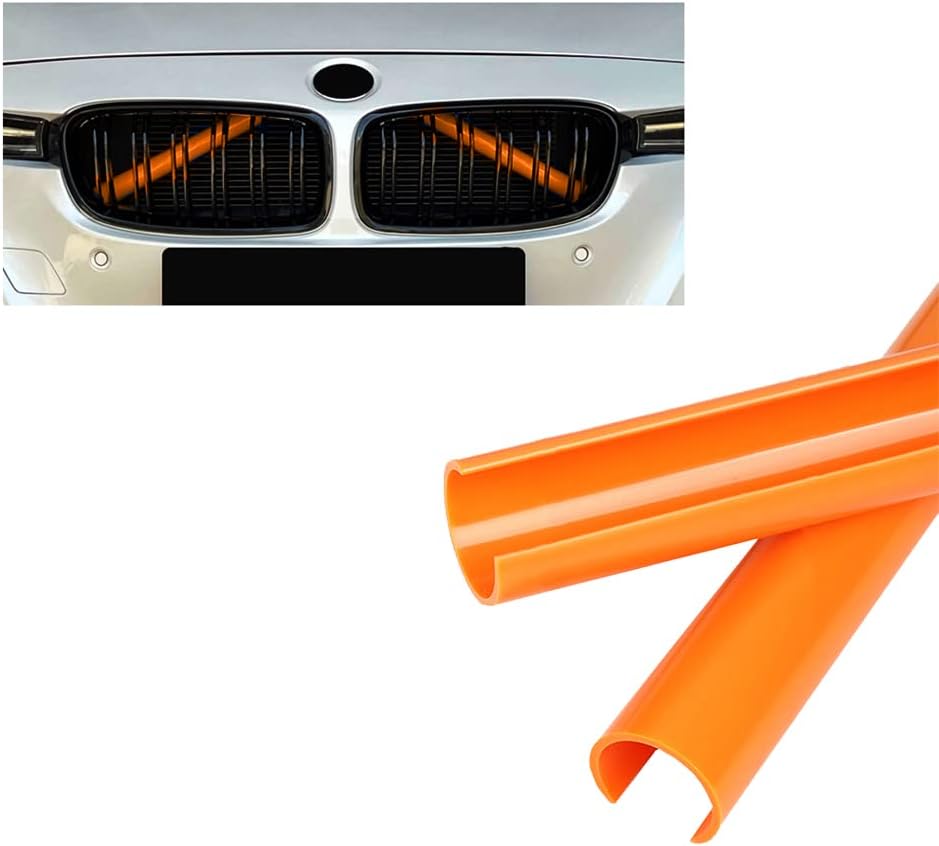 HIBEYO Grille Insert Stripes Replace for BMW G20 G28 G21 Accessories Grille Insert Trim Sripes V Brace Cover PVC Material for BMW Car Fashion Decoration 2 PCS Orange