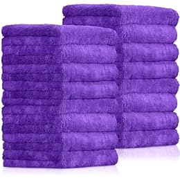 Tallew 15 Pcs 15 Pcs Car Microfiber Towels Buffing Drying Wash Cleaning Cloths Plush Large Towels Thick Care Polishing Detailing Waxing Scratch Proof Towel, 15.75 x 15.75 Inch (Purple)