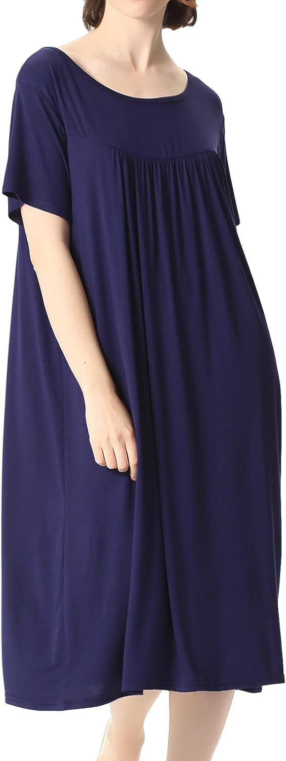 Lu's Chic Women's Plus Nightgown Short Sleeve Sleepwear Summer Pajama Dress Nightwear