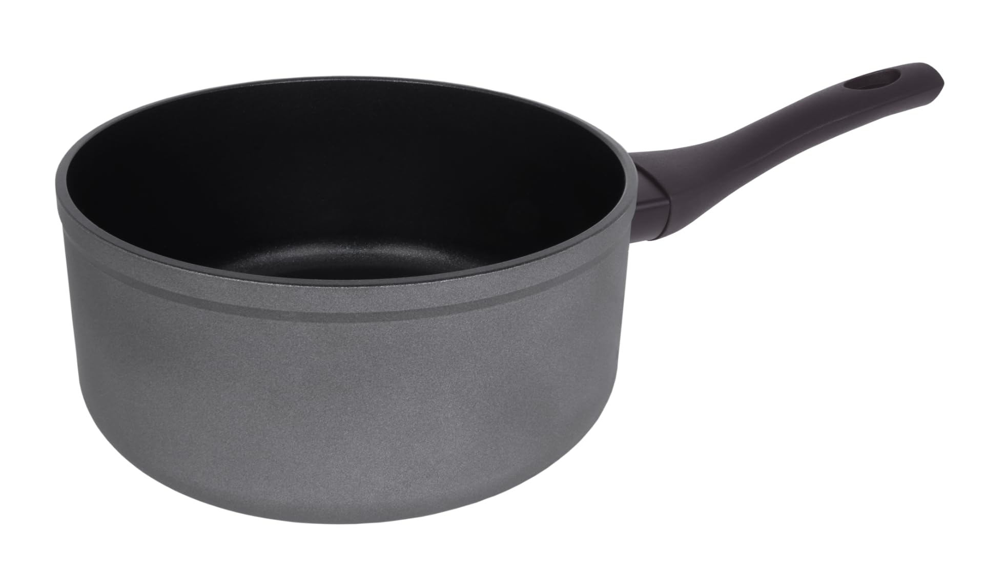 Arcos Serie Kaula | Cazo Antiadherente 20 cm | Aluminio Forjado | Recubrimiento QuanTanium | Apta cualquier cocina | Mango Efecto Frio | Sistema ahorro energético | Apta lavavajillas | Color Negro