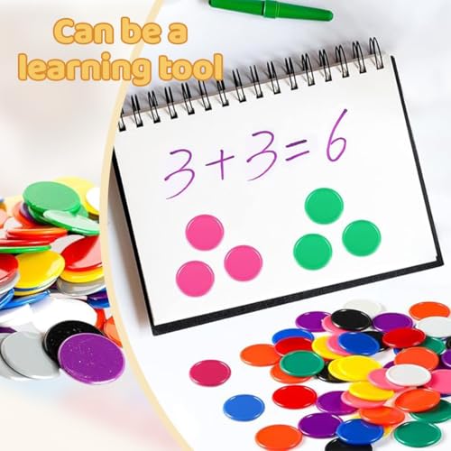 JEYORZY 100 Stück Bingo Chips Plastik Chips, transparente Farbzähler Zähler Bingo-Chips, für Bingo Spielkarten Mathe Üben Anzahl der Spielchips, Homeschool Supplies Math Counters (Zufällige Farbe)